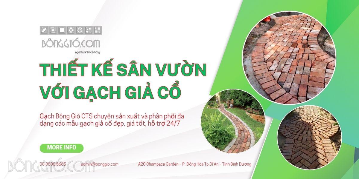 Thiết kế sân vườn với gạch giả cổ Thiết kế sân vườn với gạch giả cổ