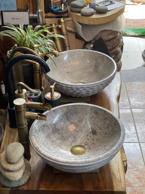 Chậu rửa đá tự nhiên xám khói kẻ rãnh CTS-LA-DA-13