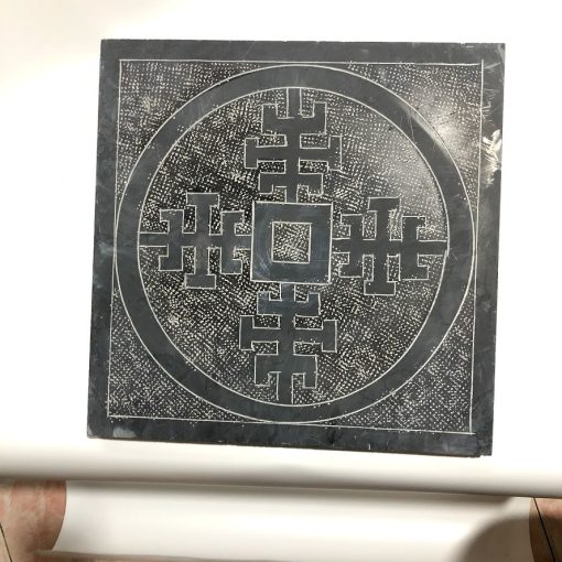 Đá băm họa tiết đồng tiền cổ màu đen 40x40cm CTS-DLS-163