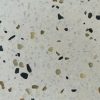 Gạch đá mài thạch anh vàng đen 20mm và trắng xám 2-3mm nền trắng ST01-TAVD20