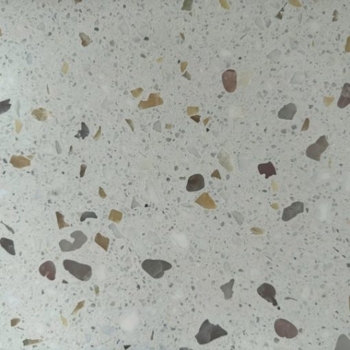 Gạch đá mài thạch anh hồng và vàng và đá trắng sữa tự nhiên kích thước 3-20mm nền trắng xám ST01-TAHV320