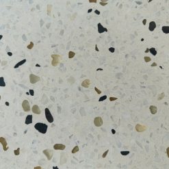 Gạch đá mài thạch anh xám nâu 20mm và đá trắng sữa 2-3mm nền trắng thuần tuý ST01-TAVD20
