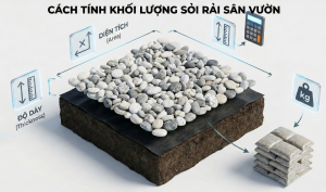 Cách tính khối lượng sỏi rải sân vườn