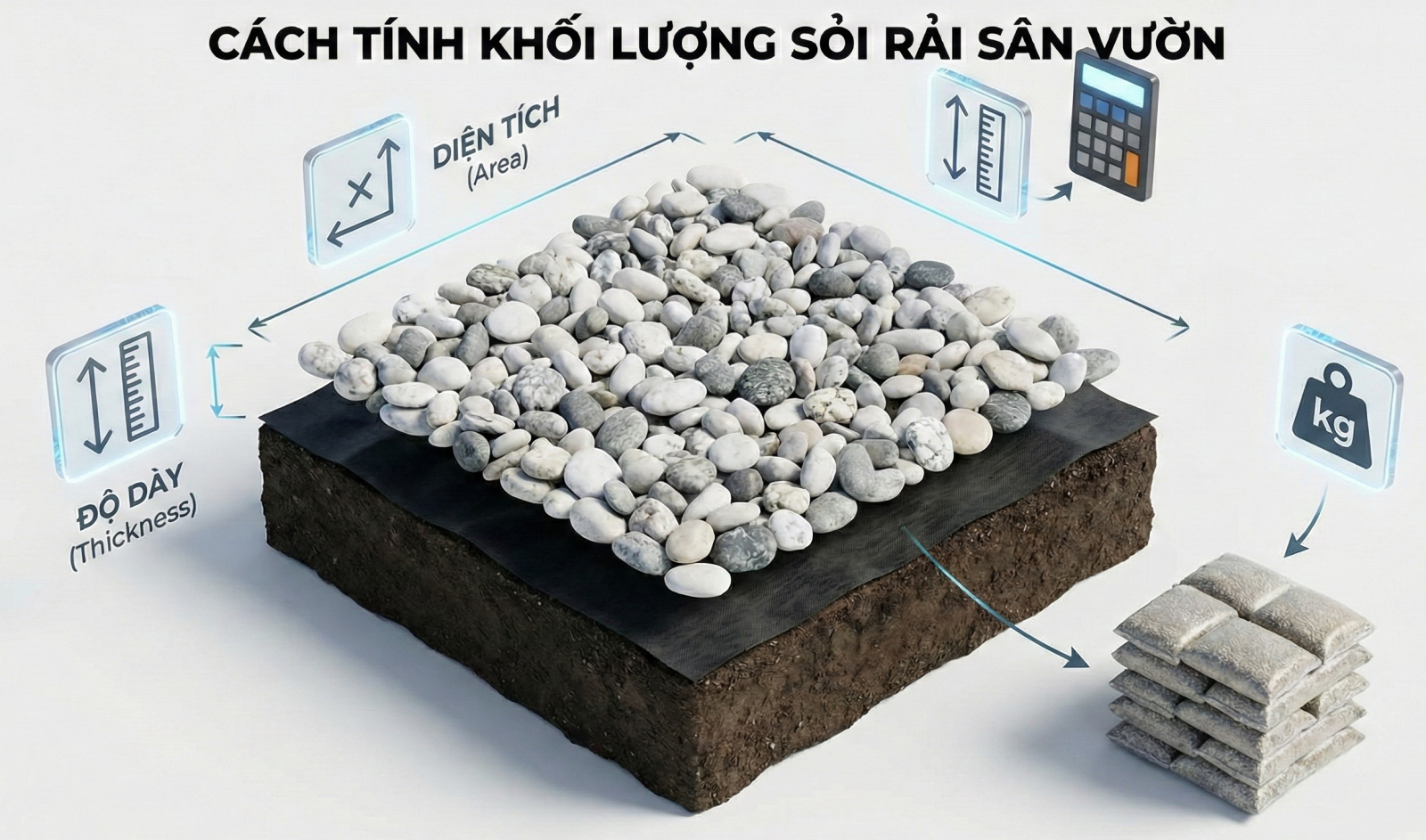 Cách tính khối lượng sỏi rải sân vườn Cách tính khối lượng sỏi rải sân vườn