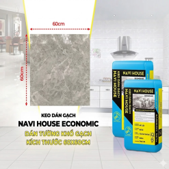 Keo dán gạch Navi House ECONOMIC 25kg |CTS-KDG-ECO-01 phù hợp với dán tường khổ gạch kích thước 60x60cm